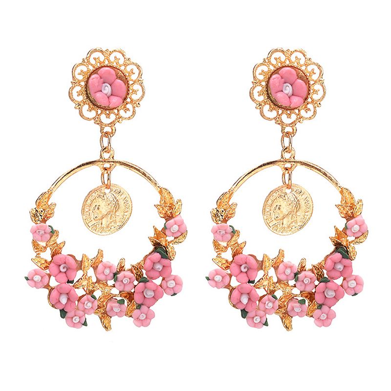 Wholesale Jewelry Elegant Retro Flower Alloy Drop Earrings