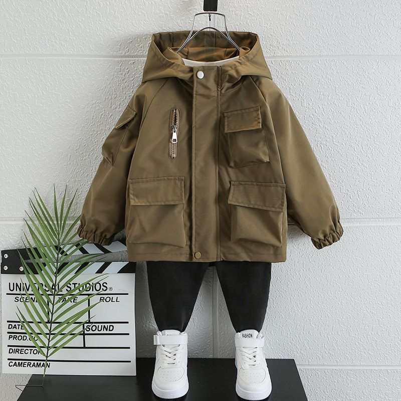 Casual Solid Color Nylon Boys Outerwear