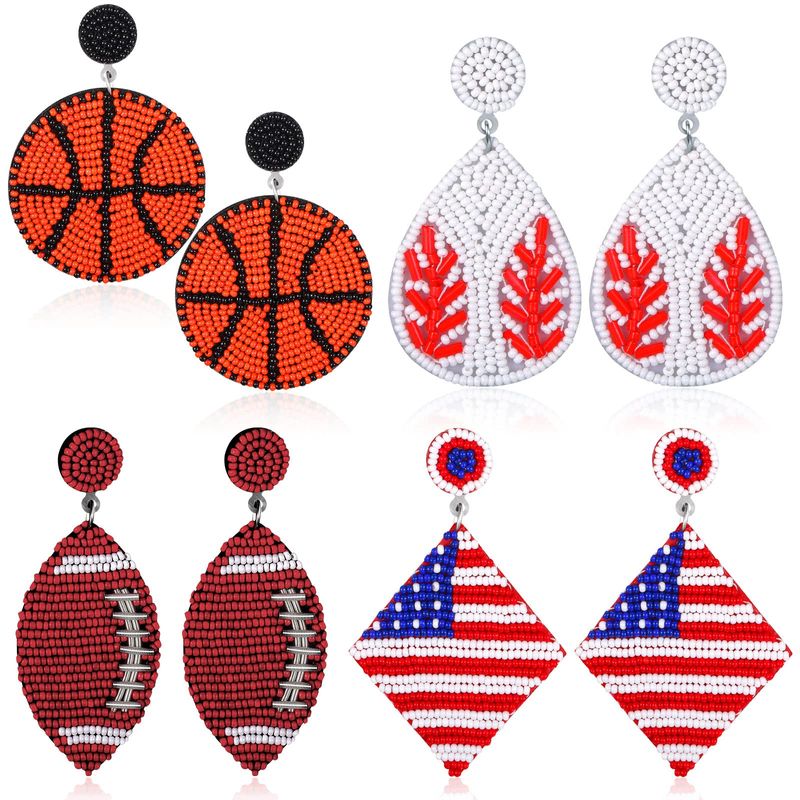 1 Piece Sports Basketball Beaded Drop Earrings