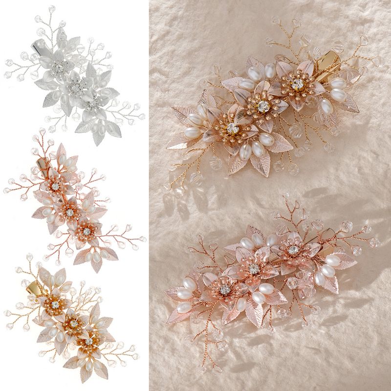 Japanese Style Flower Artificial Pearl Rhinestone Hair Clip