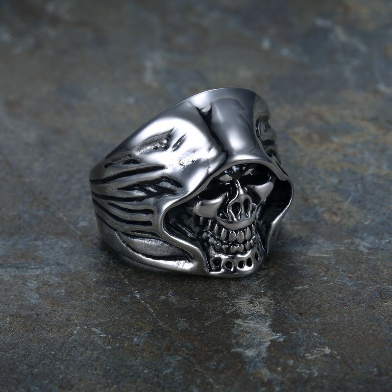 Hip-Hop Retro Punk Skull 304 Stainless Steel Polishing Men'S Rings