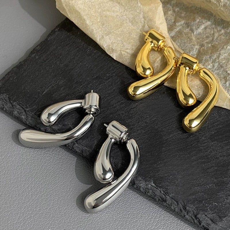 1 Pair Streetwear Water Droplets Stoving Varnish Alloy Ear Studs