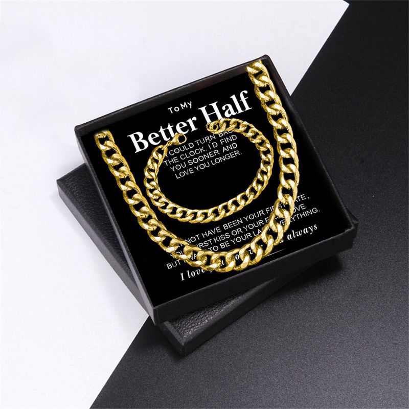 Großhandel Hip Hop Einfarbig Rostfreier Stahl Überzug Vergoldet Armbänder Halskette