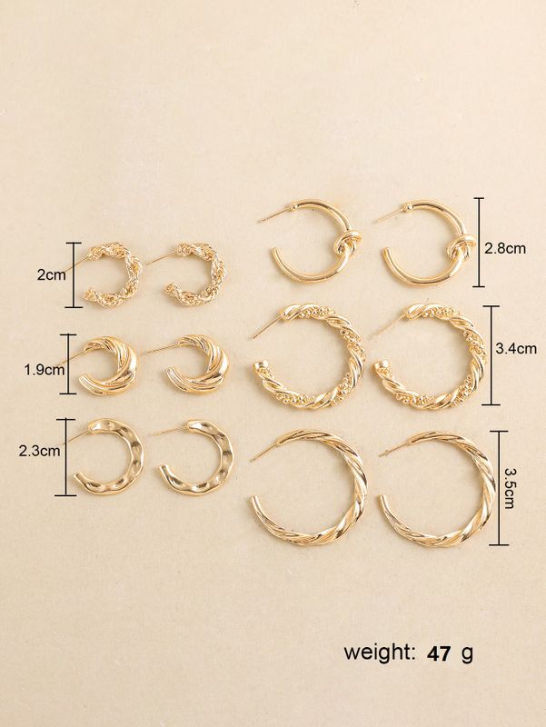 1 Set Vintage Style Simple Style Solid Color Metal Hoop Earrings