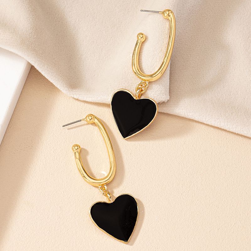 Wholesale Jewelry Vintage Style Heart Shape Alloy Enamel Plating Drop Earrings