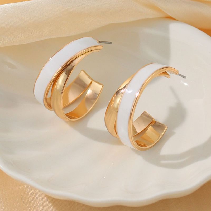 1 Pair Elegant Lady Geometric Enamel Iron Earrings