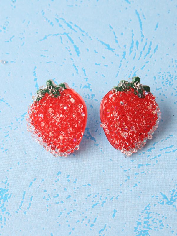 1 Pair Ig Style Cute Strawberry Synthetic Resin Ear Studs