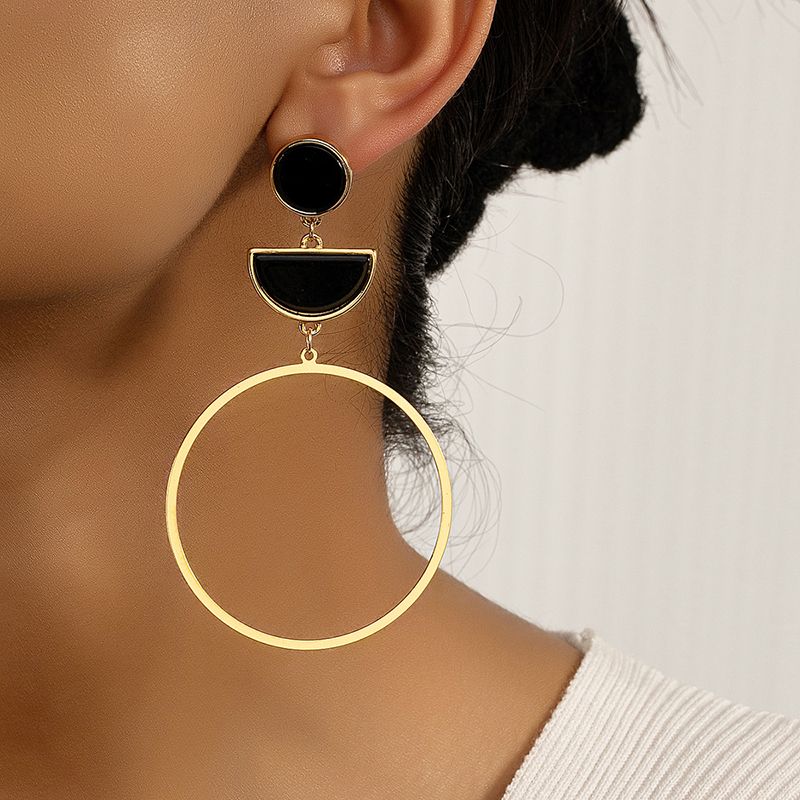 1 Pair Vacation Streetwear Semicircle Plating Inlay Alloy Acrylic 14k Gold Plated Drop Earrings