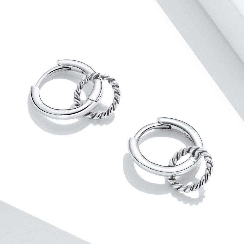 1 Paar Einfacher Stil Runden Sterling Silber Ohrringe