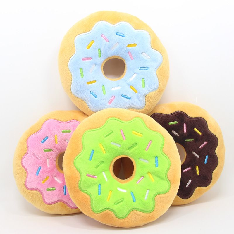 Neues Donut Pet Plüsch Tier 15cm Rund Weihnachts Serie Hund Sound Spielzeug