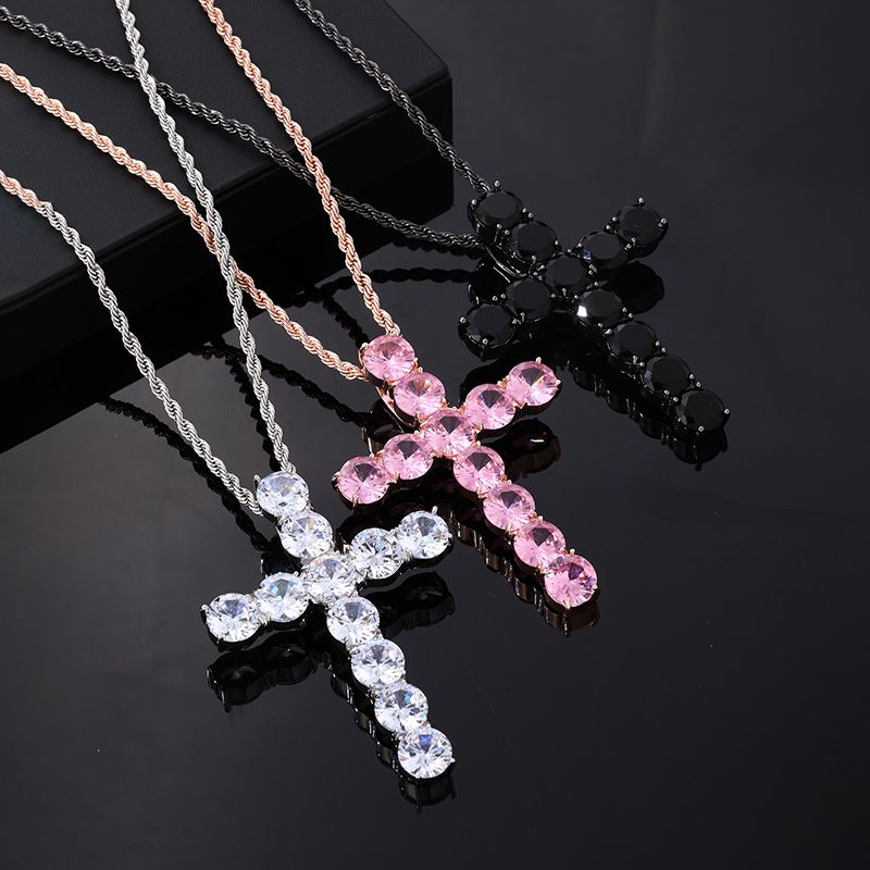 Hip Hop Style Vintage Traverser Acier Inoxydable 304 Le Cuivre Placage Incruster Zircon Femmes Hommes Pendentif