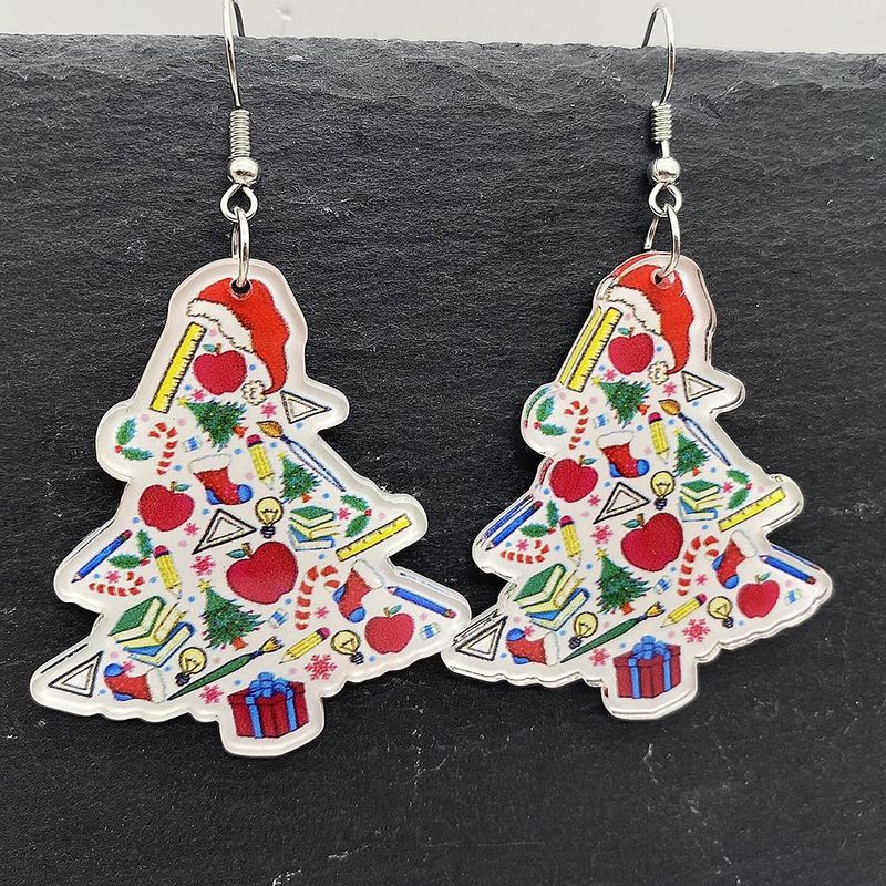 Wholesale Jewelry Cute Christmas Tree Doll Snowman Arylic Drop Earrings