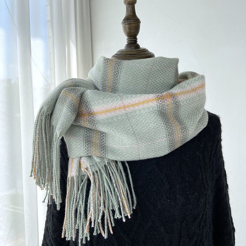 Women's Vintage Style Plaid Imitation Cashmere Scarf