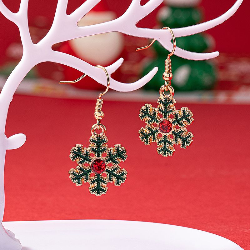 1 Pair Elegant Christmas House Christmas Tree Santa Claus Enamel Plating Alloy Ferroalloy Glass 14k Gold Plated Drop Earrings