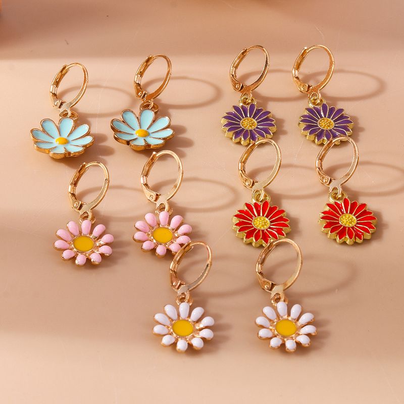 1 Set Sweet Flower Zinc Alloy Drop Earrings