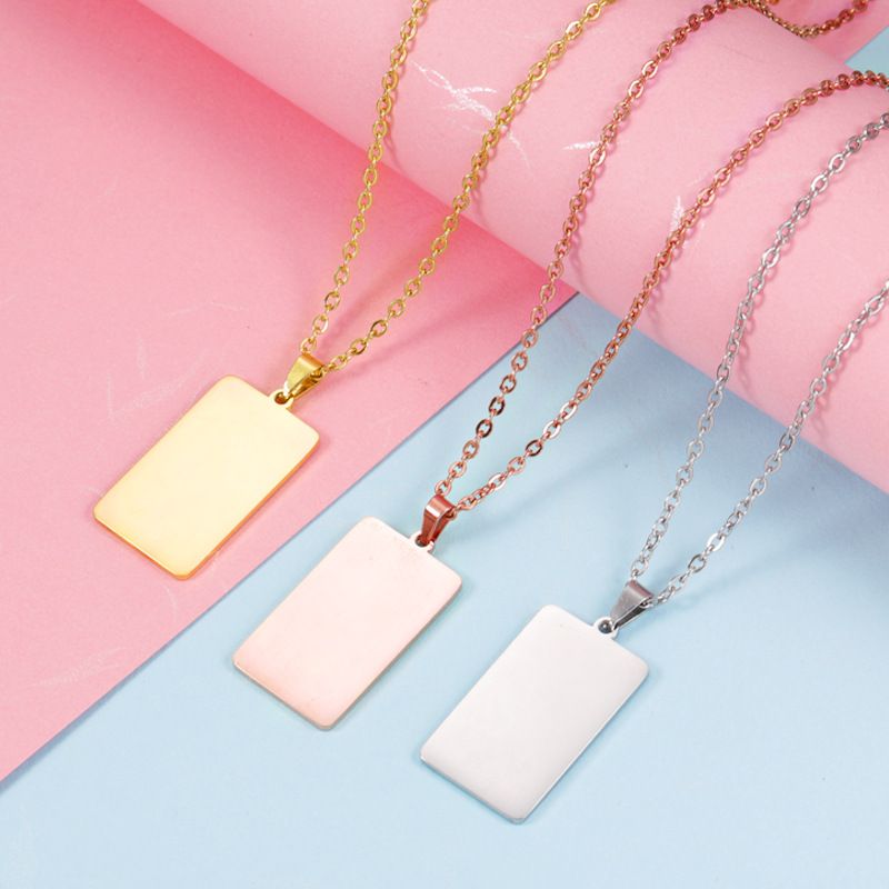1 Piece Stainless Steel None 18K Gold Plated Rose Gold Plated Rectangle Polished Pendant