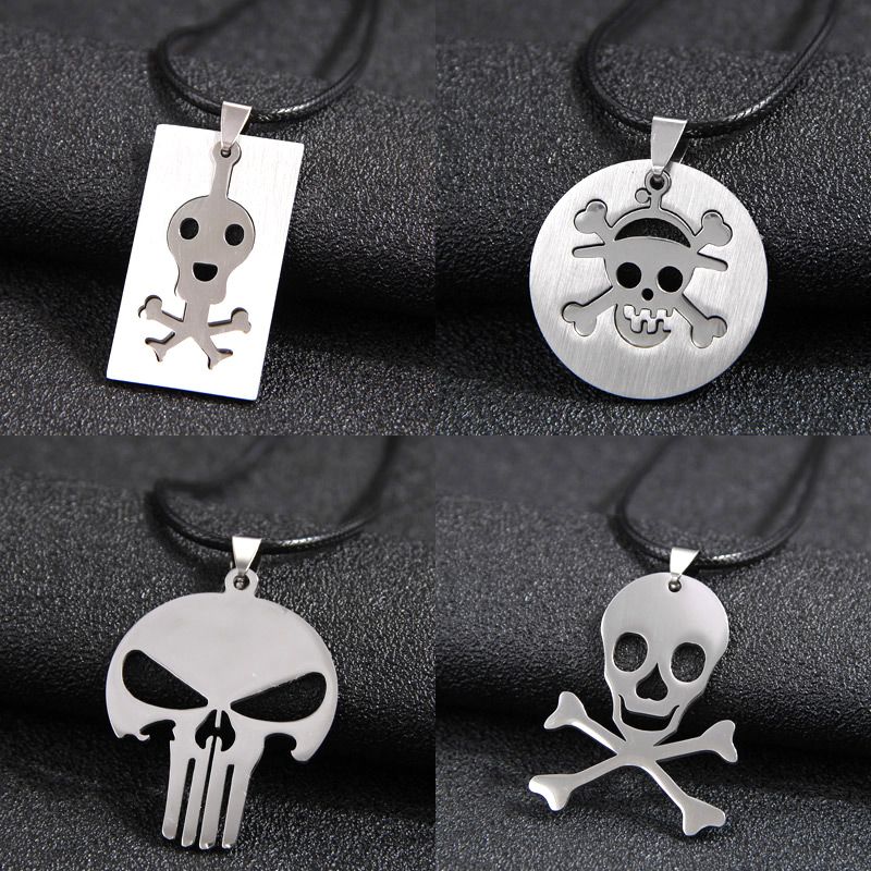 Hip-hop Guitar Skull Stainless Steel Men's Pendant Necklace