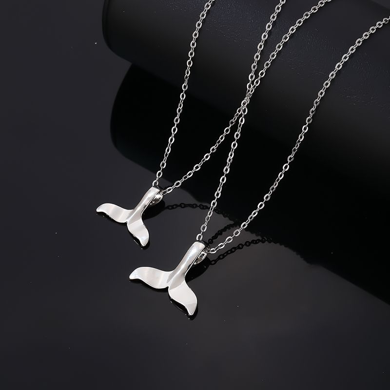 Hip-hop Vintage Style Simple Style Fish Tail Titanium Steel Plating Silver Plated Pendant Necklace