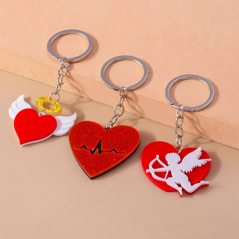 Cute Heart Shape Alloy Plastic Bag Pendant Keychain