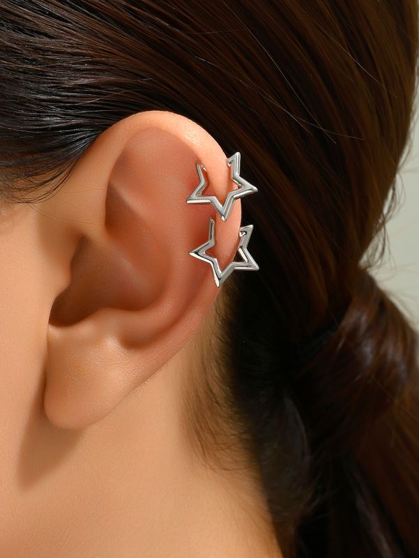 1 Pair Simple Style Pentagram Plating Copper White Gold Plated Ear Cuffs
