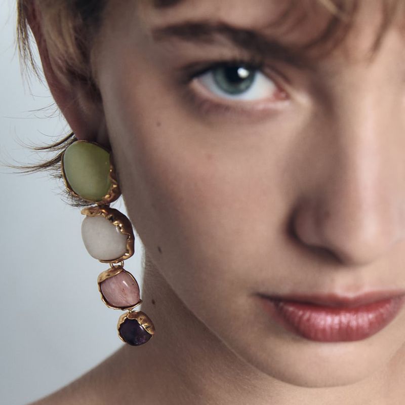 1 Pair Elegant Vintage Style Simple Style Geometric Alloy Resin Drop Earrings