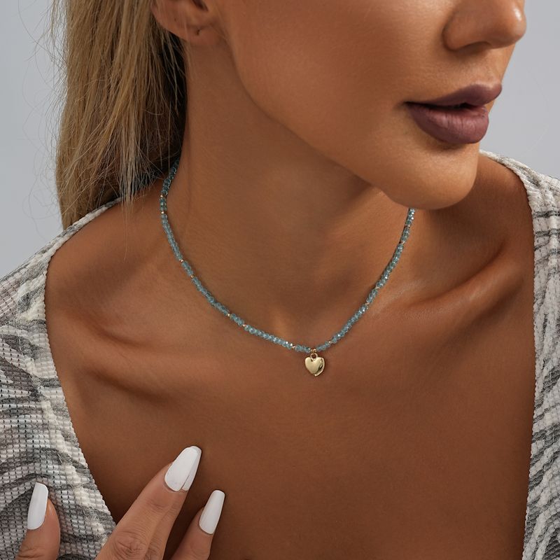 Sucré Style Simple Forme De Cœur Cristal Artificiel Le Cuivre Perlé Placage Femmes Pendentif