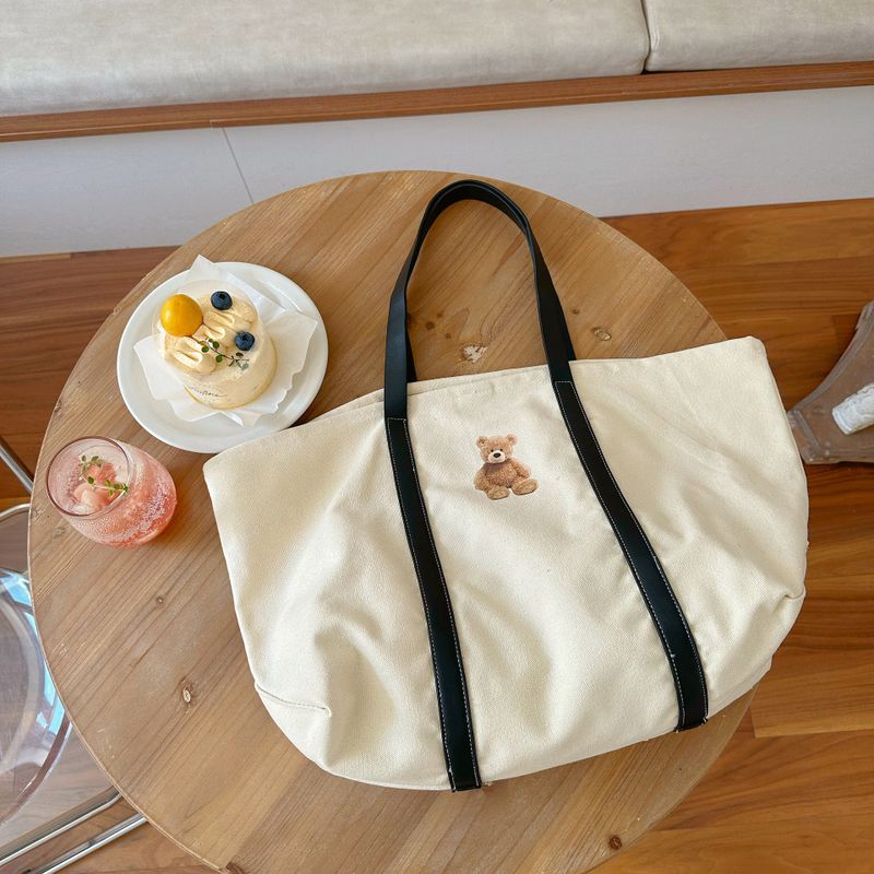 Women's Classic Style Solid Color Canvas Shopping Bags