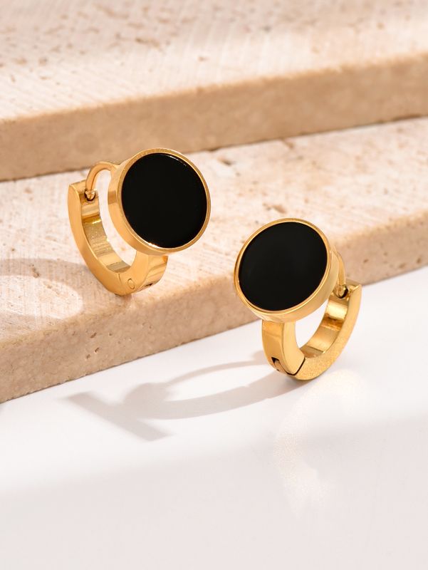 1 Pair Modern Style Simple Style Circle Plating Inlay 304 Stainless Steel Acrylic 14K Gold Plated Ear Cuffs