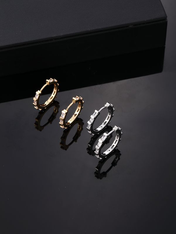 1 Pair Hip-hop Vintage Style Simple Style Gear Plating Inlay Copper Zircon Gold Plated Silver Plated Ear Studs