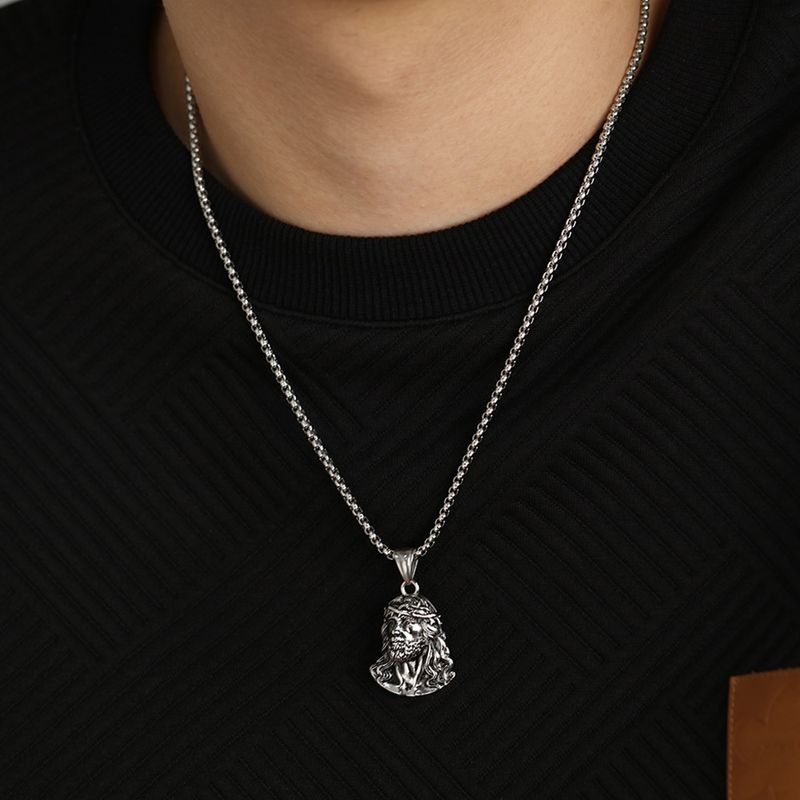 Rock Punk Human Stainless Steel No Inlay Men'S Pendant Necklace