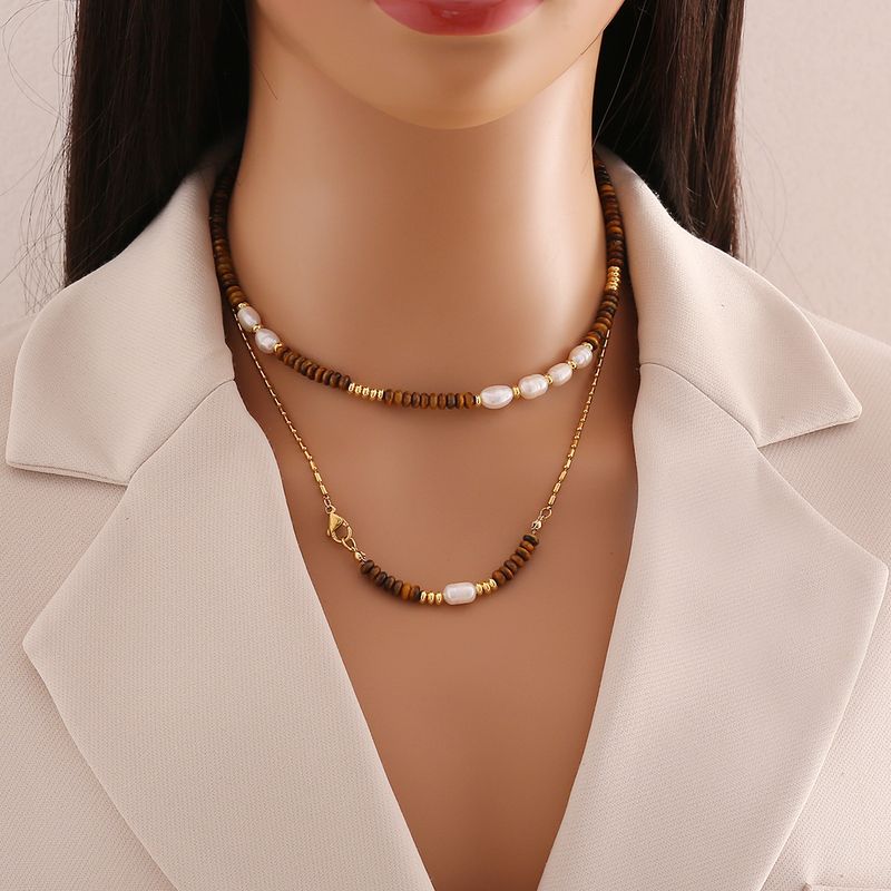 Stainless Steel 18K Gold Plated Elegant Commute Beaded Geometric Bracelets Earrings Necklace