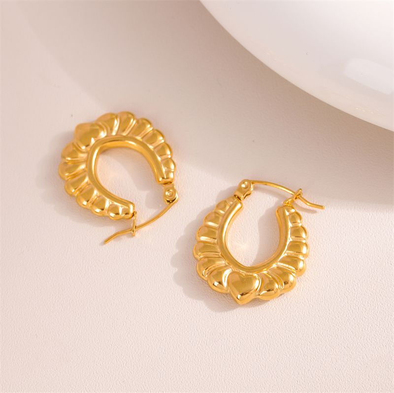 1 Par Retro Estilo Simple Forma De U Enchapado Acero Inoxidable 201 Chapados en oro de 18k Aretes