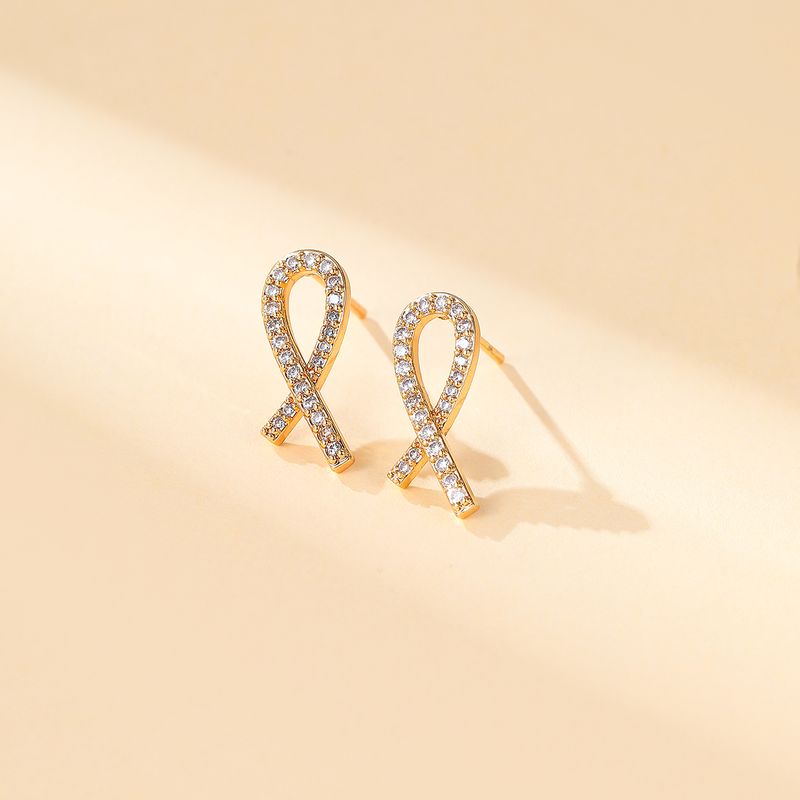 1 Pair Modern Style Simple Style Shiny Geometric Plating Inlay Copper Zircon 18k Gold Plated Ear Studs