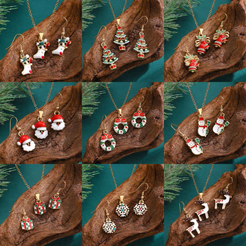 Cartoon Style Snowman Elk Alloy Plating 14k Gold Plated Christmas Women's Earrings Necklace