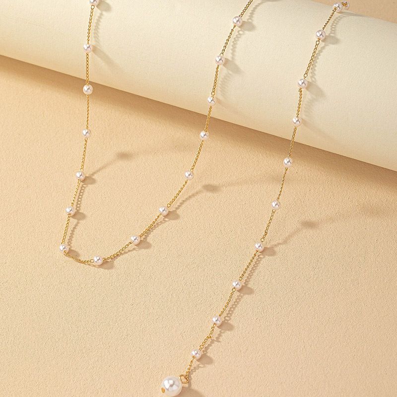 Süss Einfacher Stil Geometrisch Imitationsperle Überzug Vergoldet Frau Halskette