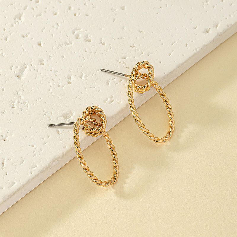 Wholesale Jewelry Simple Style Oval Alloy Gold Plated Silver Plated Plating Ear Studs