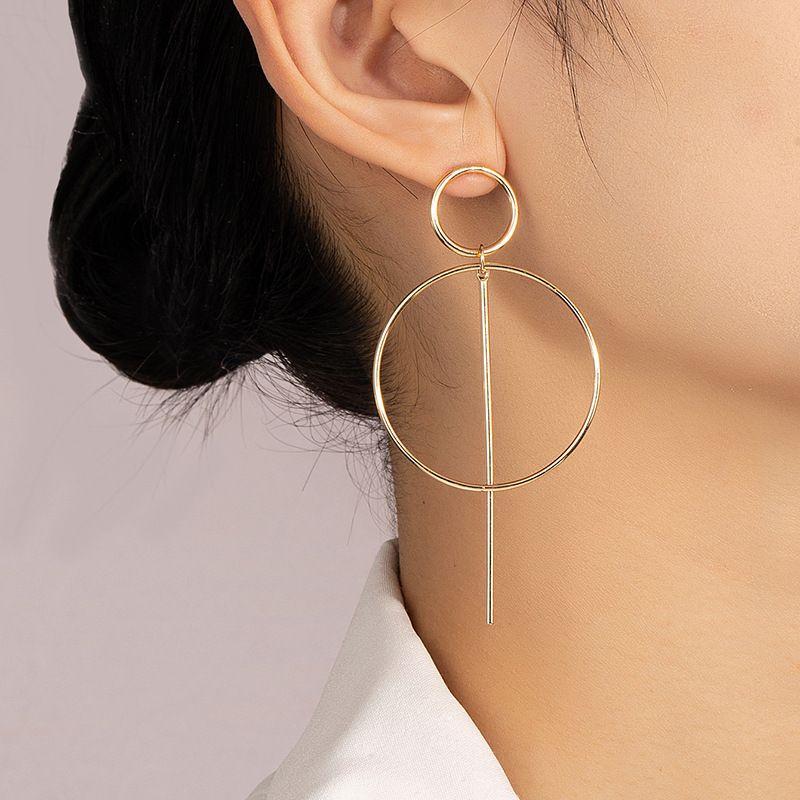 1 Paire Style Simple Cercle Placage Alliage Plaqué Or Boucles D'oreilles