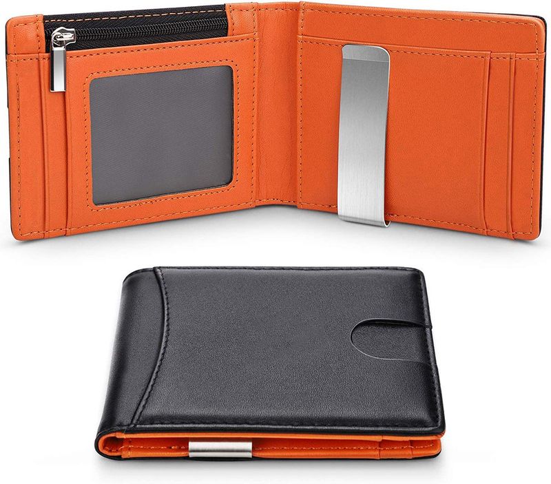 Men's Solid Color Pu Leather Zipper Small Wallets