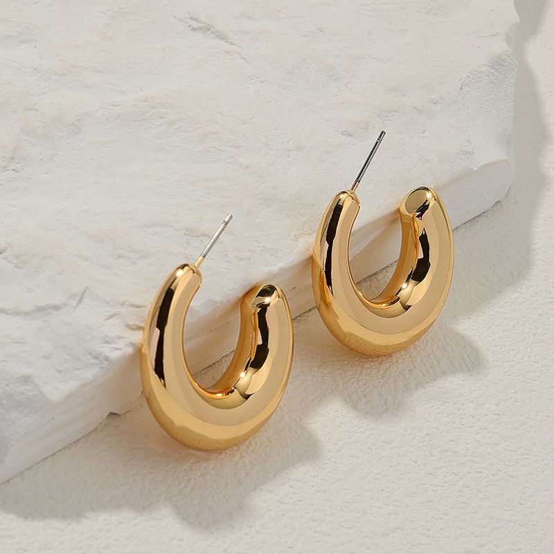 1 Pair Basic Round Metal Earrings