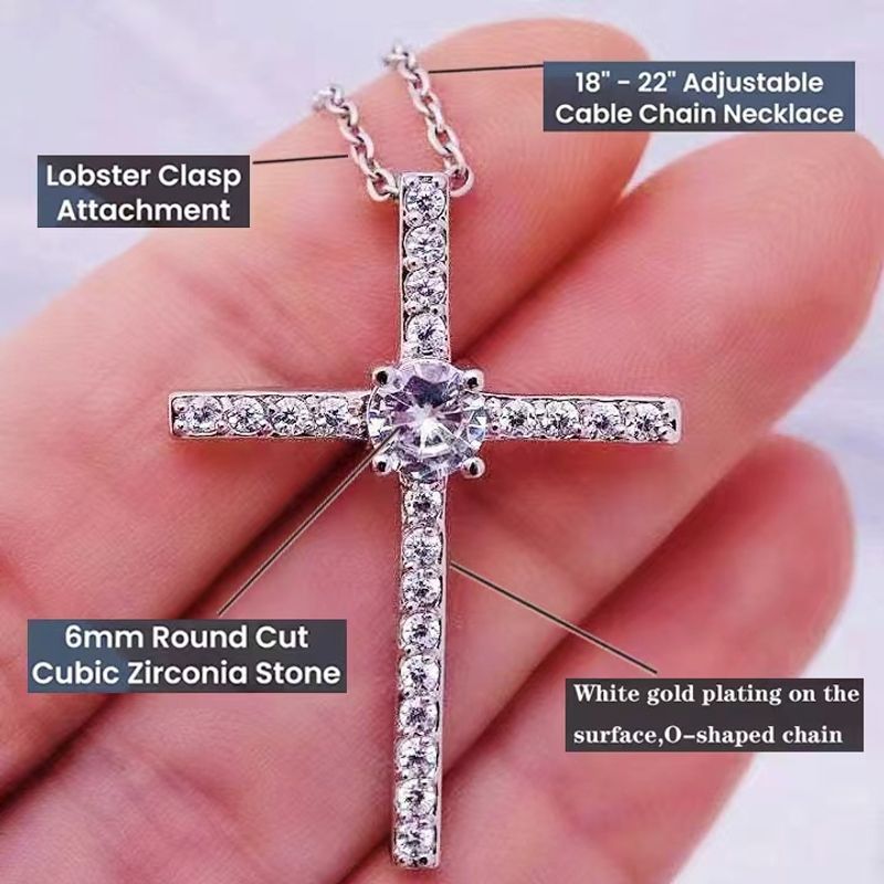 Simple Style Cross Copper Plating Inlay Zircon Pendant Necklace