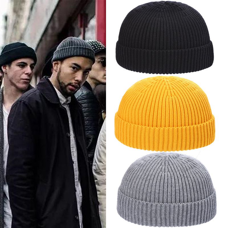 Men's Basic Simple Style Solid Color Eaveless Wool Cap