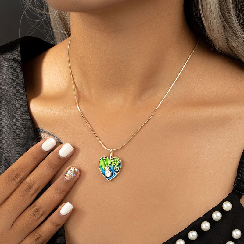 Simple Style Commute Heart Shape Alloy Enamel Plating 14k Gold Plated Women's Pendant Necklace