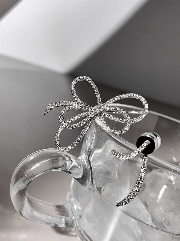 Wholesale Jewelry Sweet Bow Knot Artificial Gemstones Zircon Inlay Ear Studs