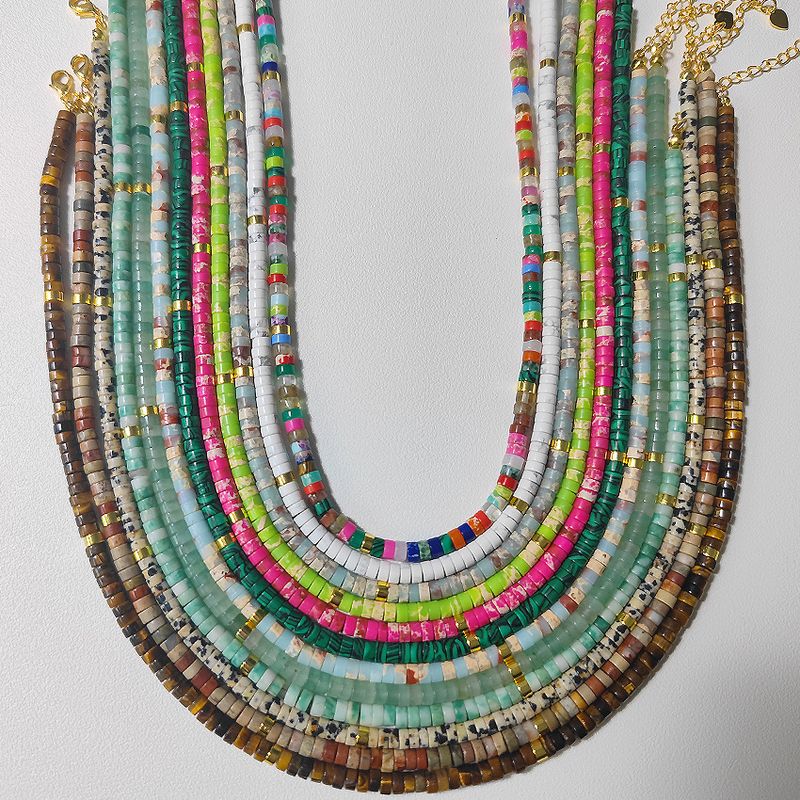 Casual Color Block Mixed Materials Necklace