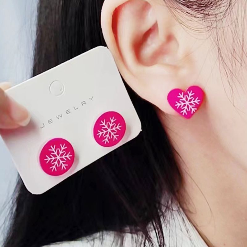 Wholesale Jewelry Simple Style Snowflake Arylic Printing Ear Studs