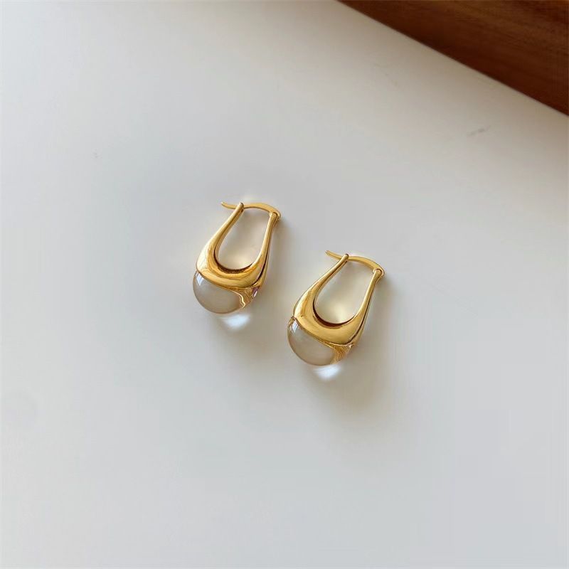 1 Paire Style Simple Forme En U Incruster Le Cuivre Cristal Boucles D'oreilles
