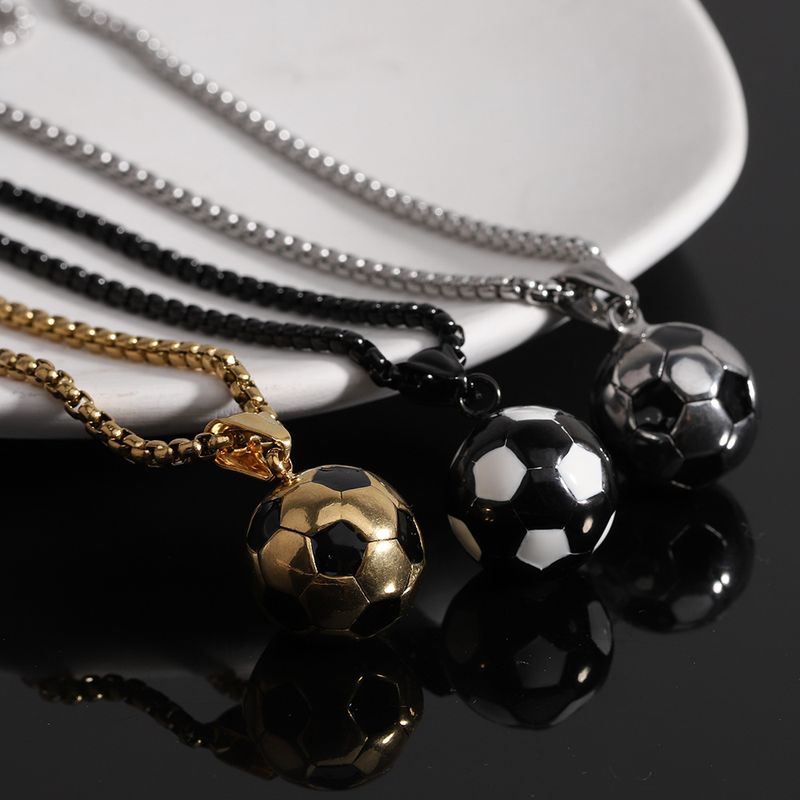 Simple Style Football Titanium Steel Polishing Pendant Necklace
