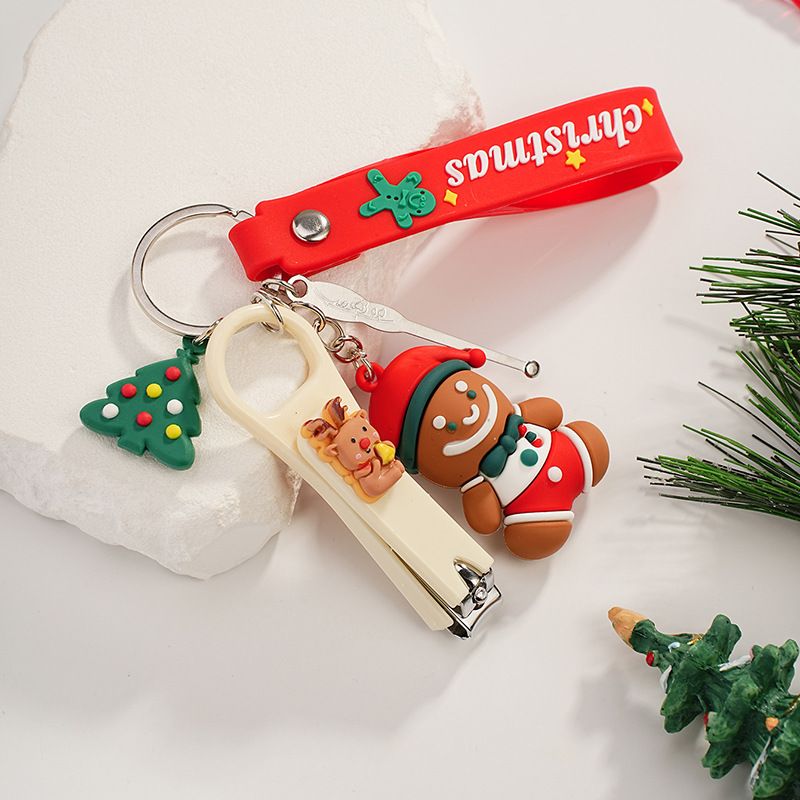 Cartoon Style Christmas Tree Santa Claus Pvc Christmas Unisex Keychain