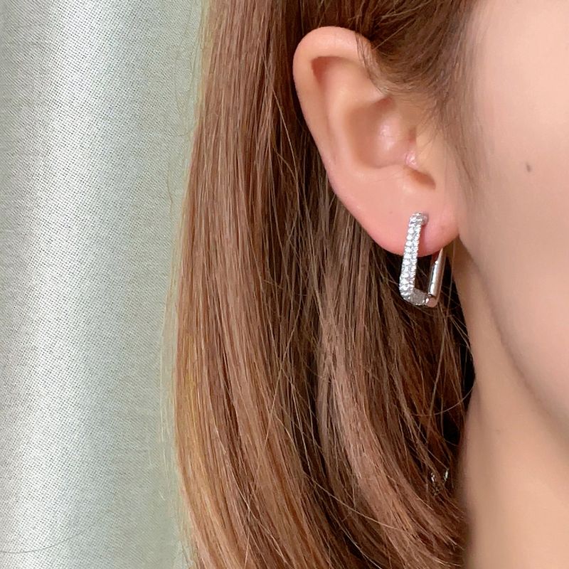 1 Paar Einfacher Stil Glänzend Geometrisch Überzug Inlay Kupfer Zirkon Ohrringe