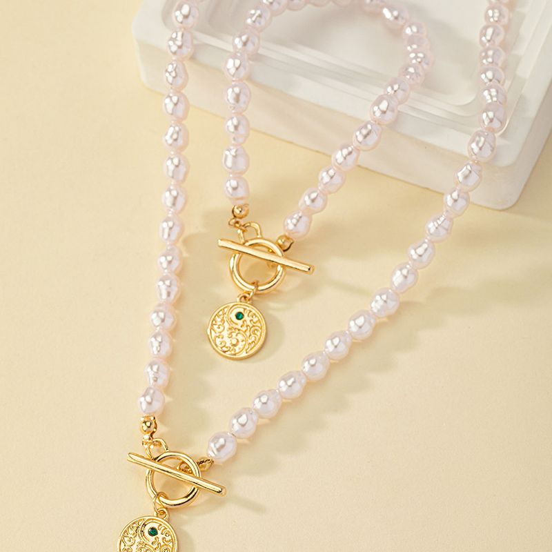 Glam Luxurious Geometric Imitation Pearl Plating 14k Gold Plated Women's Bracelets Necklace